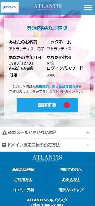 入力内容の確認